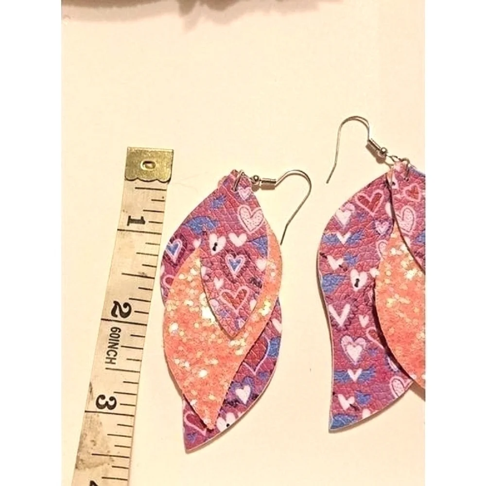 Valentine Heart Earrings Costume Fashion Earrings 3 layer jewelry fashion